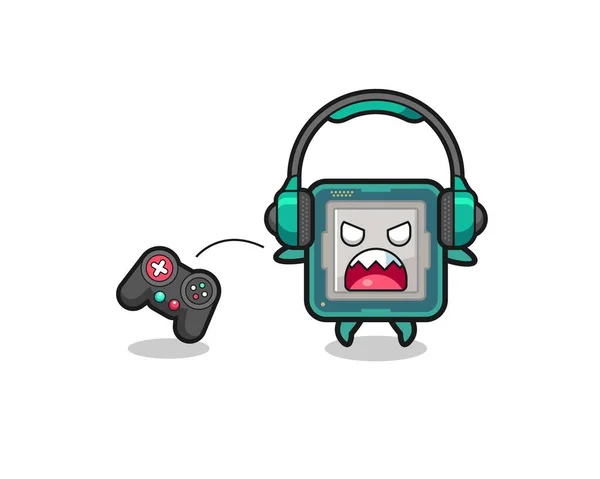 Processor Gamer Mascot Angry Cute Design —  Vetores de Stock