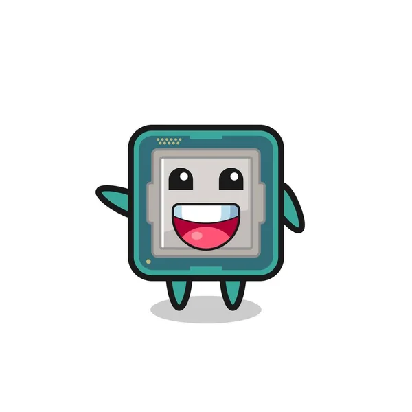 Happy Processor Cute Mascot Character Cute Design — Stockvector