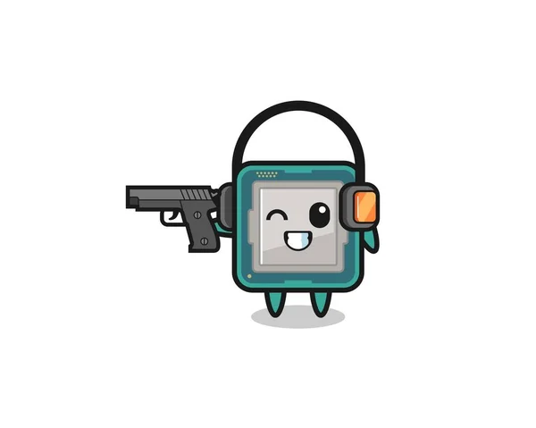 Illustration Processor Cartoon Doing Shooting Range Cute Design —  Vetores de Stock