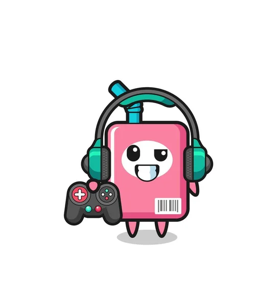 Milk Box Gamer Mascot Holding Game Controller Cute Design — стоковый вектор