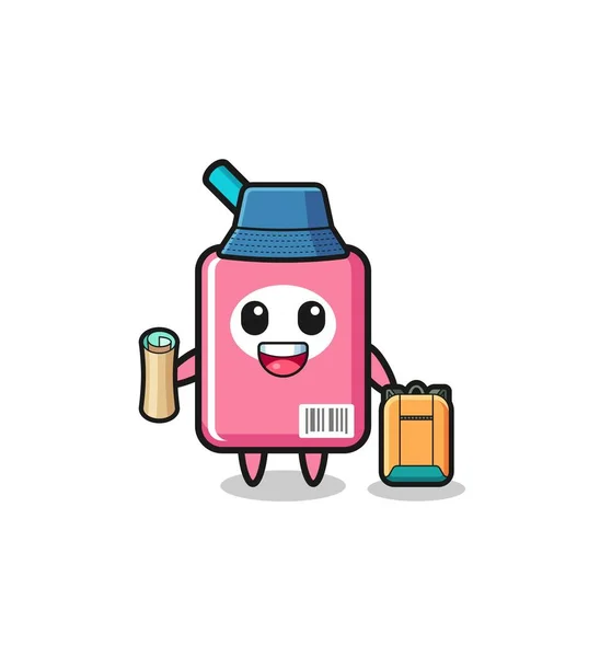 Milk Box Mascot Character Hiker Cute Design — стоковый вектор