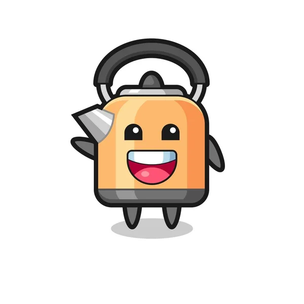 Happy Kettle Cute Mascot Character Cute Design — Stock Vector