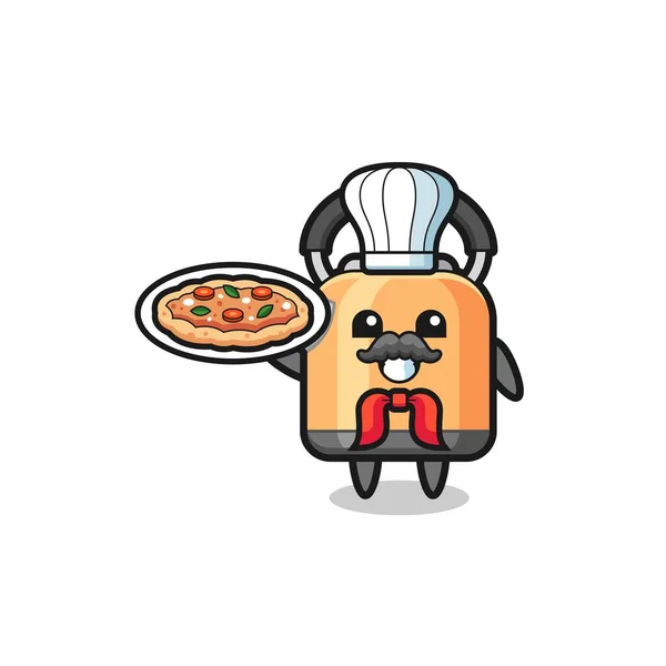 Kettle Character Italian Chef Mascot Cute Design — Stockvektor