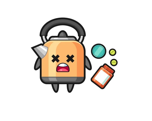 Illustration Overdose Kettle Character Cute Design — Vettoriale Stock