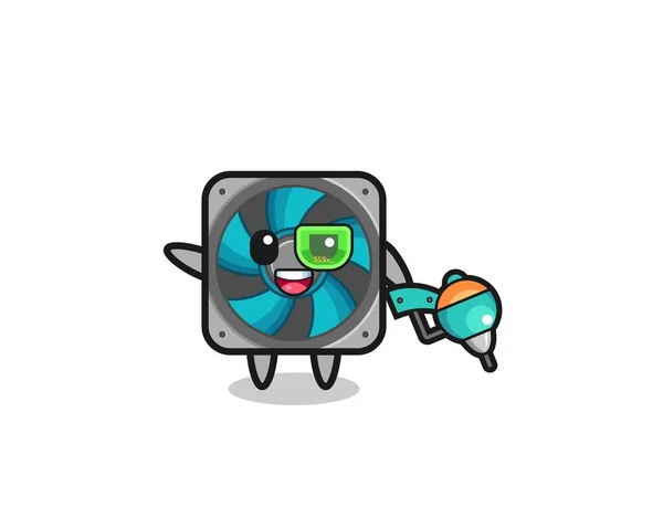 Computer Fan Cartoon Future Warrior Mascot Cute Design — Stok Vektör