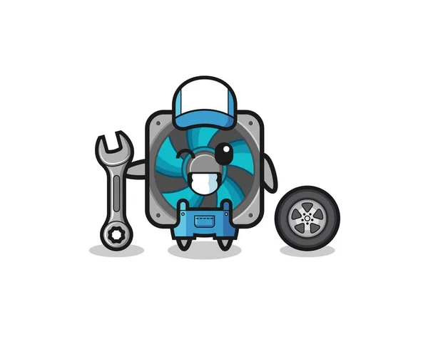 Computer Fan Character Mechanic Mascot Cute Design — Stock vektor
