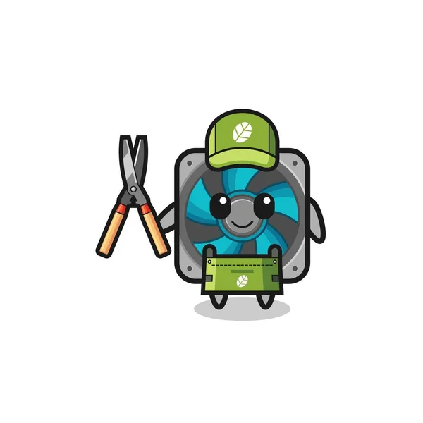 Cute Computer Fan Gardener Mascot Cute Design — Stockový vektor