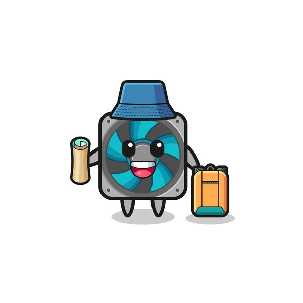 Computer Fan Mascot Character Hiker Cute Design — 스톡 벡터