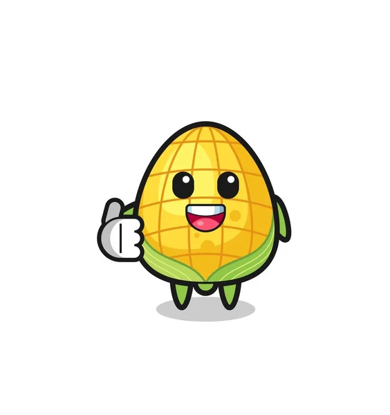 Corn Mascot Doing Thumbs Gesture Cute Design — Stock Vector