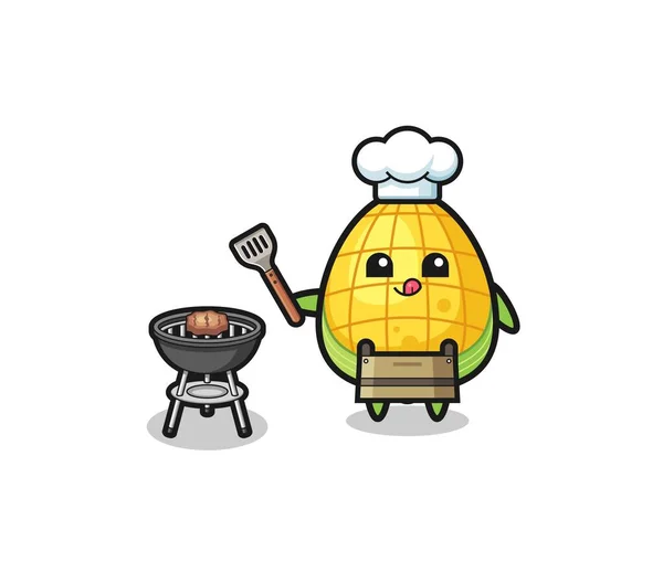 Corn Barbeque Chef Grill Cute Design — ストックベクタ