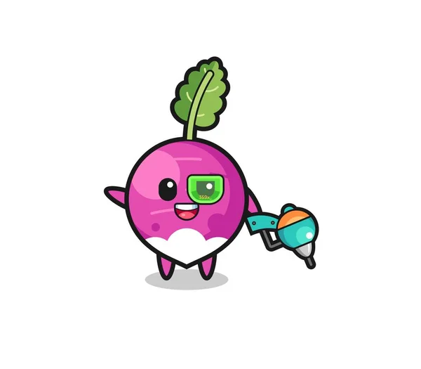 Turnip Cartoon Future Warrior Mascot Cute Design — Wektor stockowy