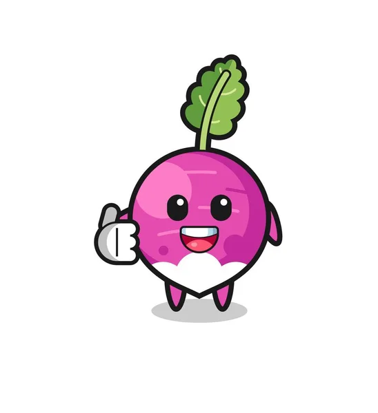 Turnip Mascot Doing Thumbs Gesture Cute Design — 스톡 벡터