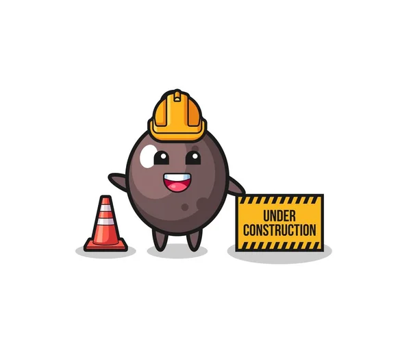 Illustration Black Olive Construction Banner Cute Design — стоковый вектор