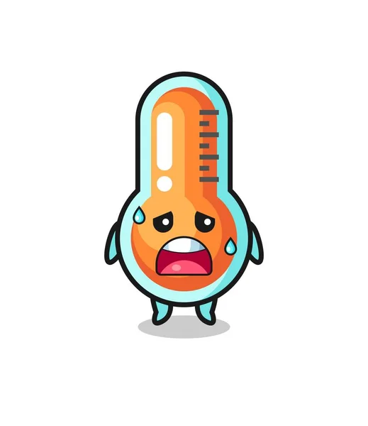 Fatigue Cartoon Thermometer Cute Design — Vetor de Stock