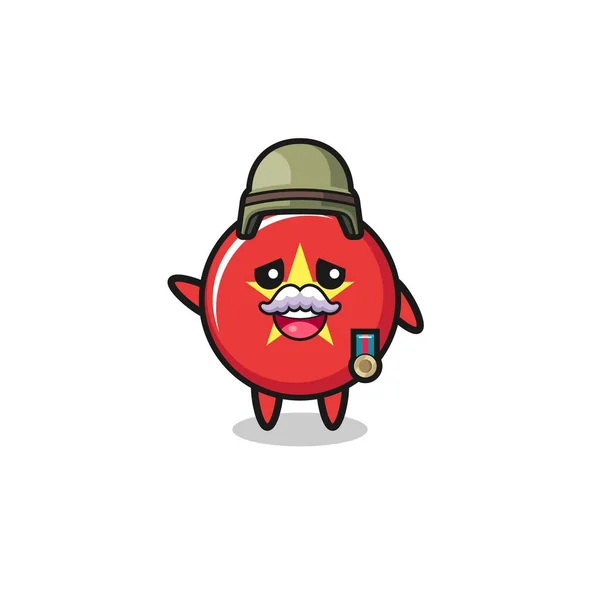 Cute Vietnam Flag Veteran Cartoon Cute Design — Wektor stockowy