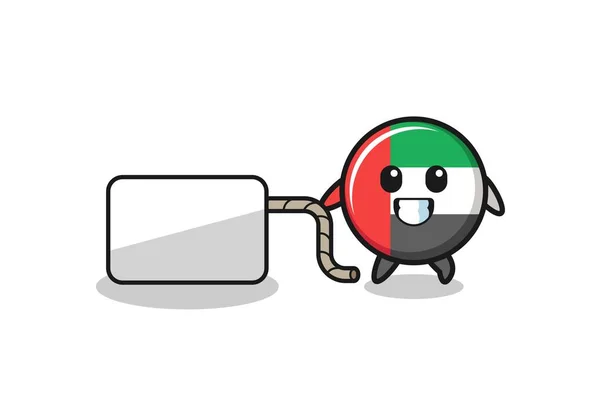 Uae Flag Cartoon Pulling Banner Cute Design — Stockový vektor