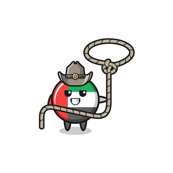 Uae Flag Cowboy Lasso Rope Cute Design — Stock vektor