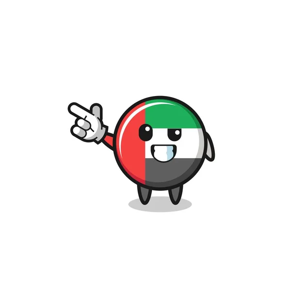 Uae Flag Mascot Pointing Top Left Cute Design — Stockový vektor