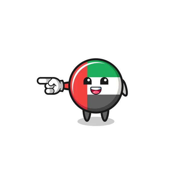 Uae Flag Cartoon Pointing Left Gesture Cute Design — Stockový vektor