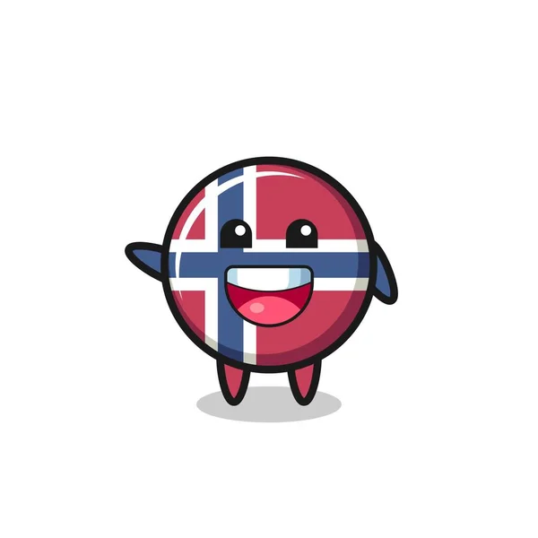 Happy Norway Flag Cute Mascot Character Cute Design — Wektor stockowy