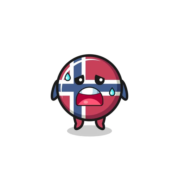 Fatigue Cartoon Norway Flag Cute Design — Vetor de Stock