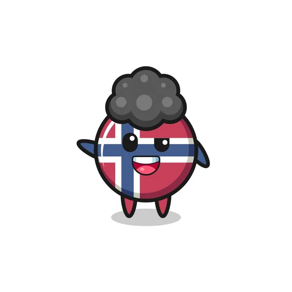 Norway Flag Character Afro Boy Cute Design — Stock Vector