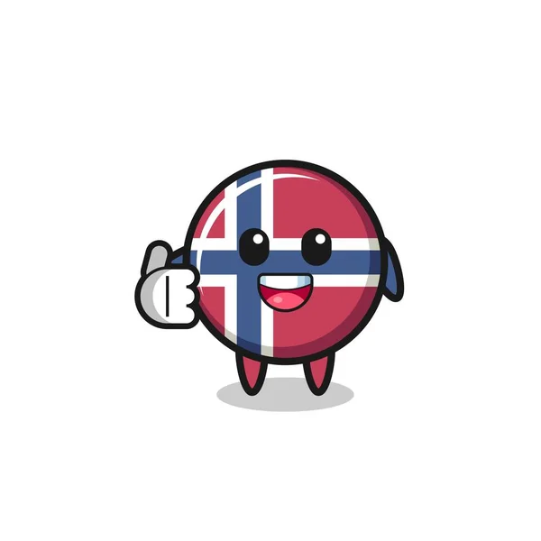 Norway Flag Mascot Doing Thumbs Gesture Cute Design — ストックベクタ