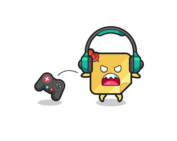 Sticky Notes Gamer Mascot Angry Cute Design — Wektor stockowy