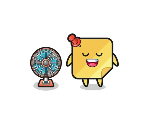 Cute Sticky Notes Standing Front Fan Cute Design — Image vectorielle