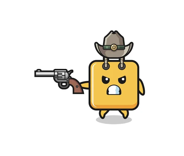 Shopping Bag Cowboy Shooting Gun Cute Design — Stok Vektör