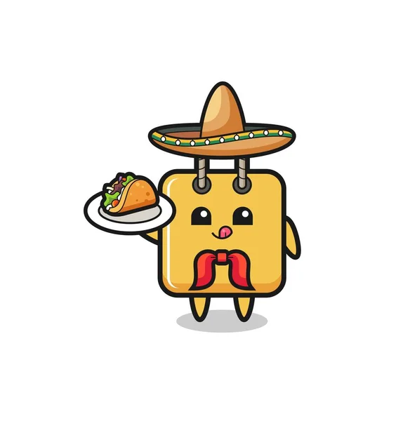 Shopping Bag Mexican Chef Mascot Holding Taco Cute Design — Stock vektor