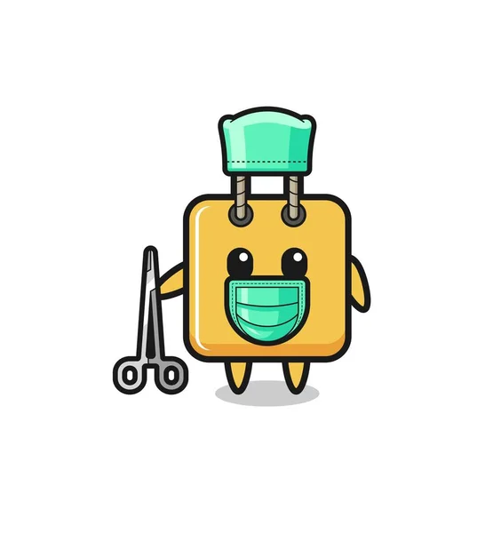 Surgeon Shopping Bag Mascot Character Cute Design — Image vectorielle