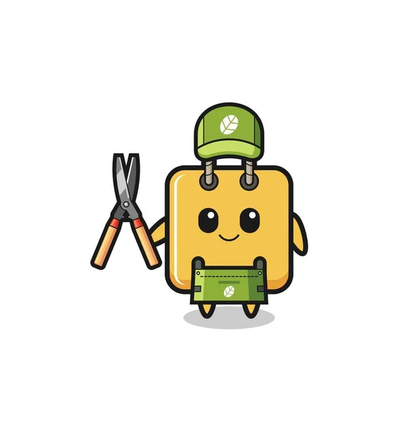 Cute Shopping Bag Gardener Mascot Cute Design — Stock vektor