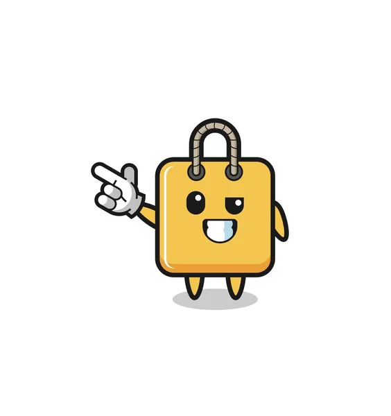 Shopping Bag Mascot Pointing Top Left Cute Design — Image vectorielle