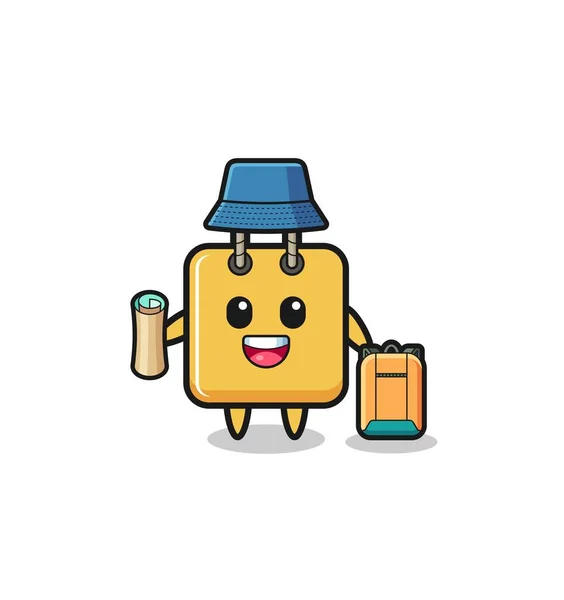 Shopping Bag Mascot Character Hiker Cute Design — Stock vektor