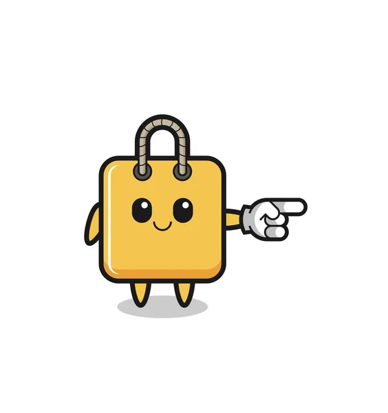 Shopping Bag Mascot Pointing Right Gesture Cute Design — Image vectorielle