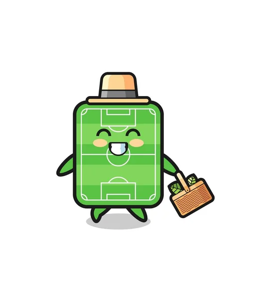 Fútbol Campo Herbolario Personaje Buscando Diseño Herbal Lindo — Archivo Imágenes Vectoriales