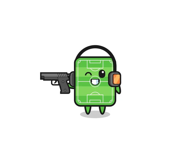 Illustration Football Field Cartoon Doing Shooting Range Cute Design — Vetor de Stock