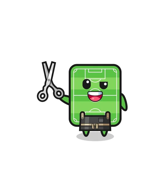 Football Field Character Barbershop Mascot Cute Design — Image vectorielle