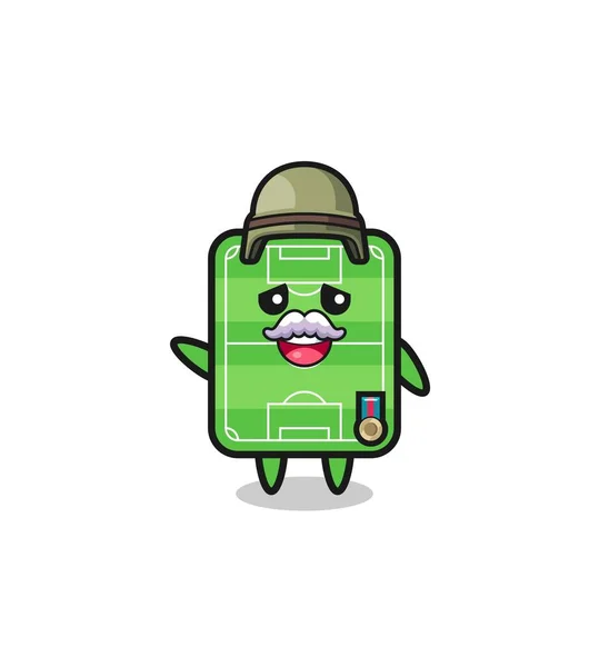 Cute Football Field Veteran Cartoon Cute Design — Stock vektor