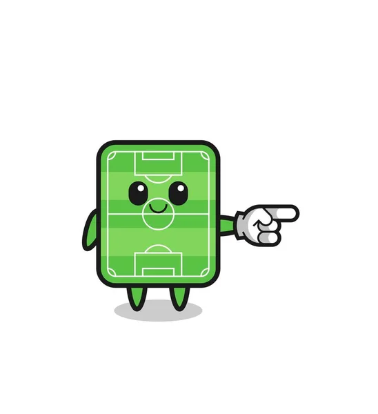 Football Field Mascot Pointing Right Gesture Cute Design — Image vectorielle