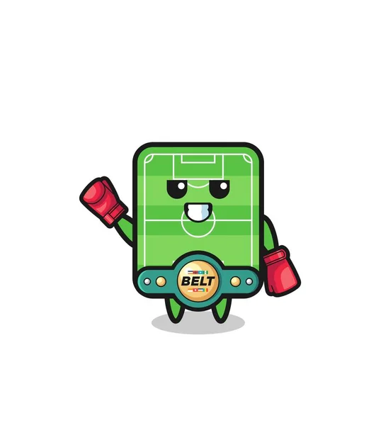 Football Field Boxer Mascot Character Cute Design — Image vectorielle