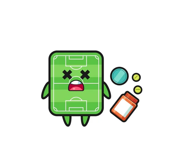 Illustration Overdose Football Field Character Cute Design — Stock vektor