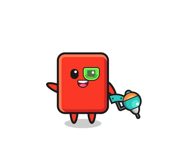 Red Card Cartoon Future Warrior Mascot Cute Design — Image vectorielle