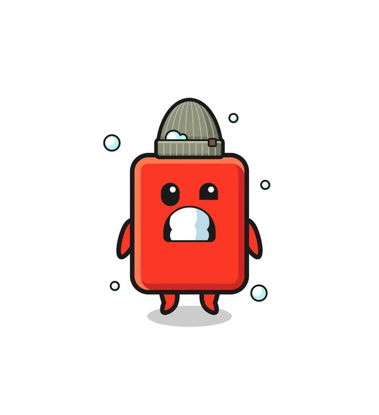 Cute Cartoon Red Card Shivering Expression Cute Design — Stockvector
