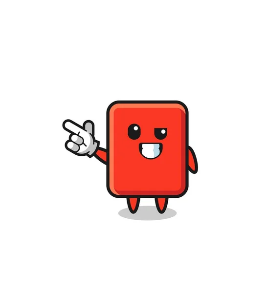 Red Card Mascot Pointing Top Left Cute Design — Stock Vector