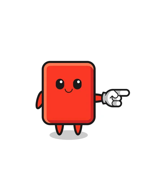 Red Card Mascot Pointing Right Gesture Cute Design — Wektor stockowy