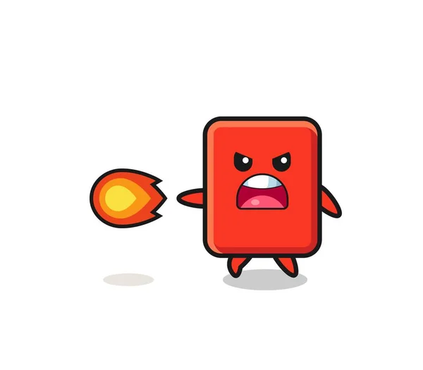 Cute Red Card Mascot Shooting Fire Power Cute Design — Image vectorielle