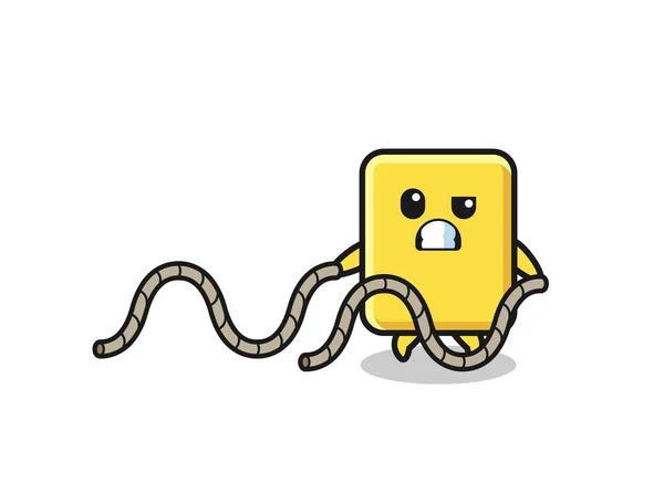 Illustration Yellow Card Doing Battle Rope Workout Cute Design — Stock vektor