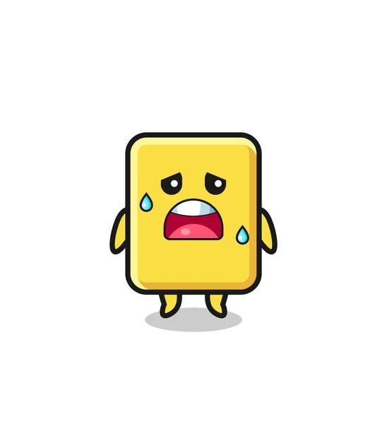 Fatigue Cartoon Yellow Card Cute Design —  Vetores de Stock